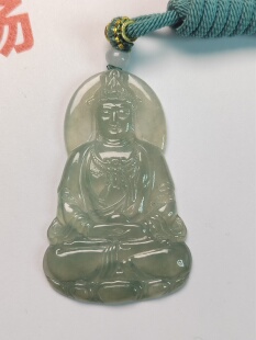 天然A货翡翠观音吊坠  慈航普度  大师工