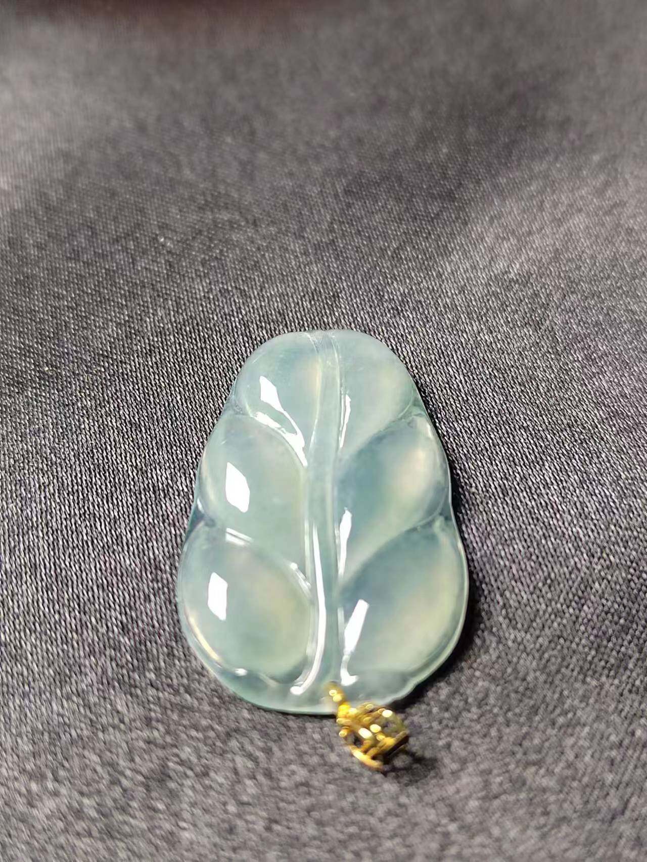 米町珠宝 金枝玉叶 大业有成 天然缅甸翡翠A货吊坠挂饰