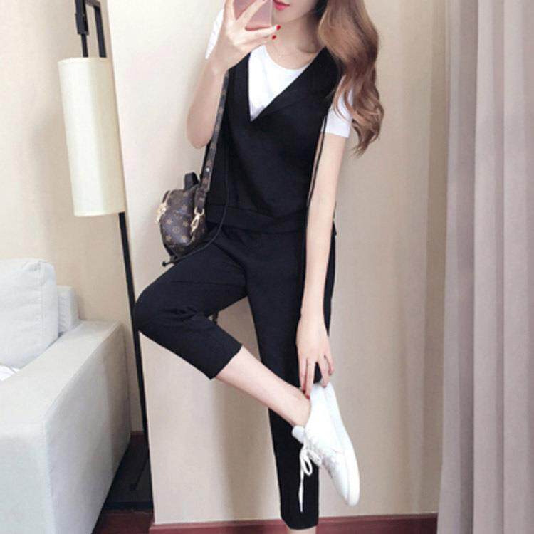 2019新款春夏大码女装洋气套装胖mm减龄显瘦胖妹妹200斤三件套装