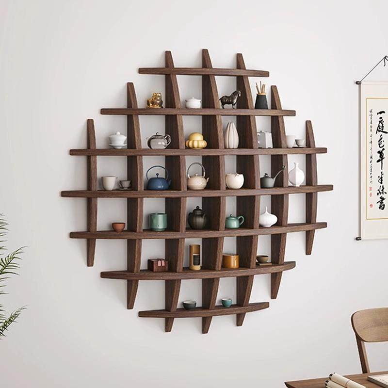 实木茶具杯子茶杯收纳架挂墙茶室置物架多宝阁博古架墙上格子架子,家庭/个人清洁工具,杯架,淘宝优惠券,粉丝福利购,淘宝优惠卷