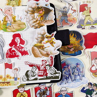 红色抗战题材手抄报剪报装饰贴纸文化人物手绘学生作业手帐本贴画