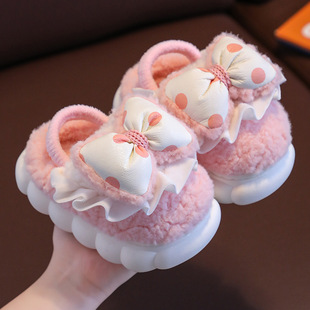 儿童棉拖鞋女童新款女孩秋冬宝宝婴儿拖鞋女宝带后跟松紧冬季