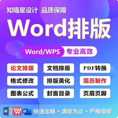 word排版美化文档编辑格式修改文章论文封面图片PDF转换目录公式