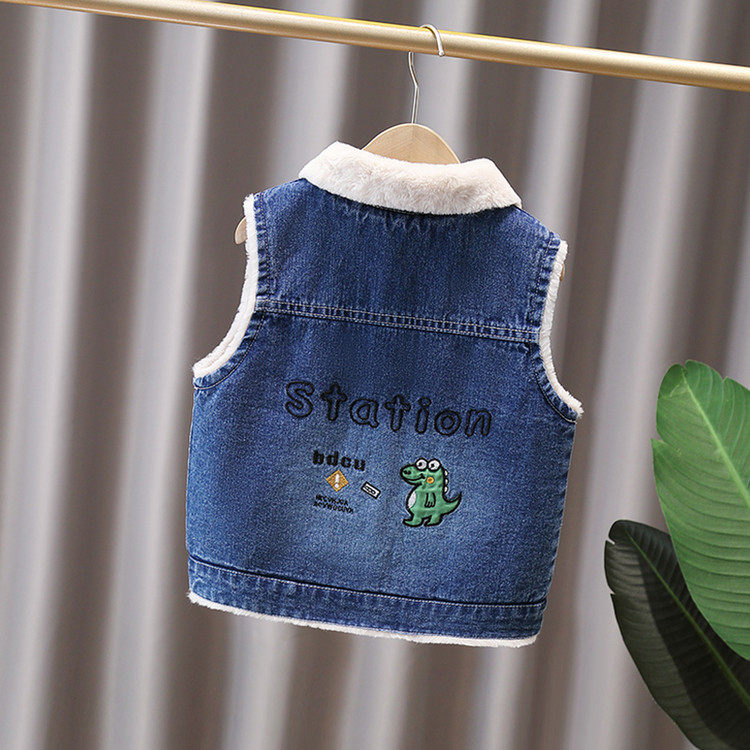 刺绣翻领常规款牛仔布纽扣马甲,童装/婴儿装/亲子装,马甲,淘宝优惠券,粉丝福利购,淘宝优惠卷