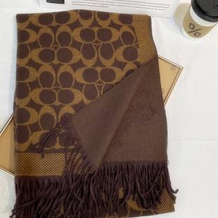 围脖百搭高级感披肩 款 2004年新款 冬双面仿羊绒围巾女老花字母经典