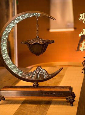 工厂货源  观山月蓝牙音乐吊炉盘香炉酸枝木底座创意家居摆件