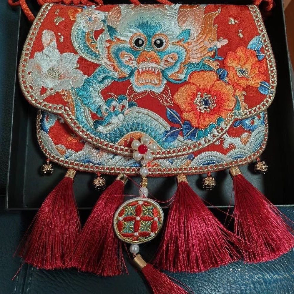 汉服斜挎包女刺绣儿童新年古风汉服包刺绣红包国风新中式民族风