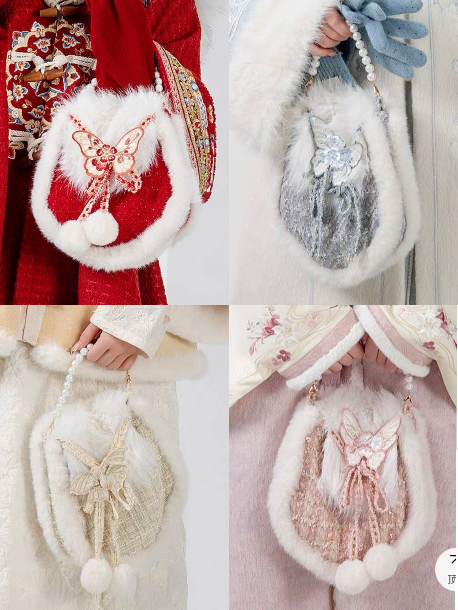 秋冬刺绣货郎包红色马鞍包古风甜美毛绒百搭斜挎单肩手提货郎包女