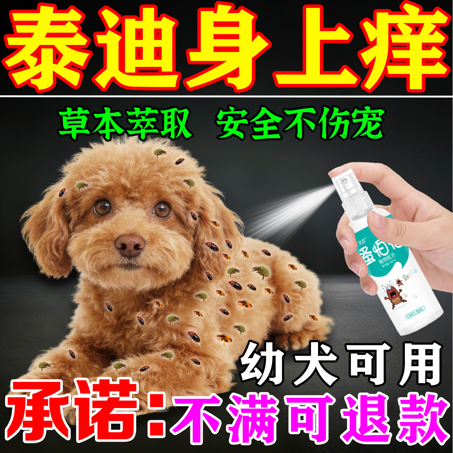 泰迪狗驱虫体内外一体宠物药去跳蚤虱子蜱虫除螨杀菌止痒专用喷雾