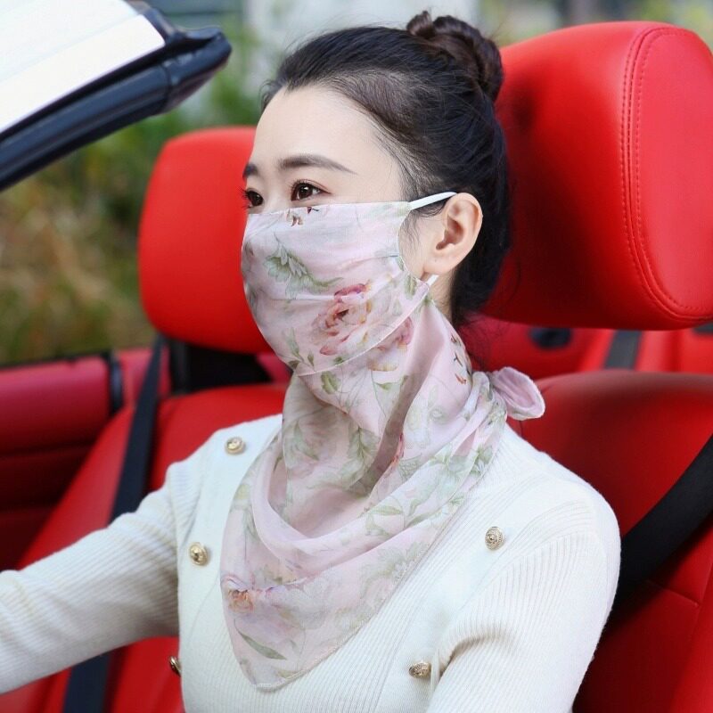 100%桑蚕丝口罩护颈一体夏季薄款
