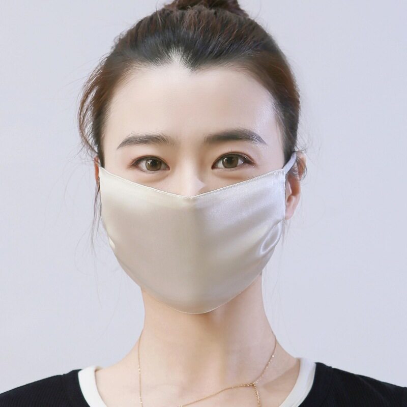 真丝遮阳口罩100%桑蚕丝薄夏季透气女可清洗丝绸双层面罩