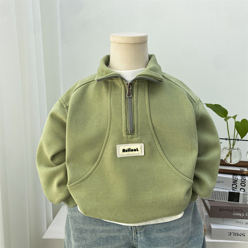 男童春装2026新款卫衣时尚宽松立领长袖上衣小男孩春秋套头厚T恤