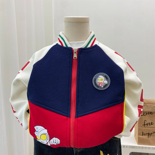 男童奥特曼亮灯棒球服开衫外套潮