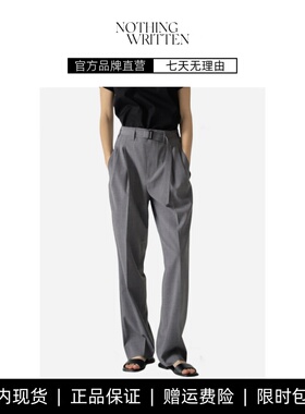 【现货】NOTHING WRITTEN灰色西装裤女显瘦阔腿裤休闲裤直筒长裤