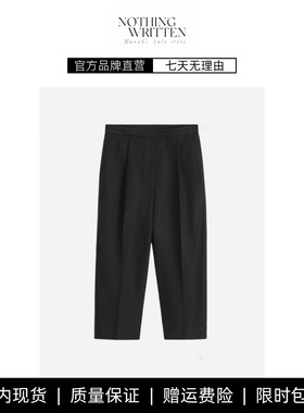【现货】NOTHING WRITTEN亚麻直筒九分裤子女 夏季新款黑色休闲裤