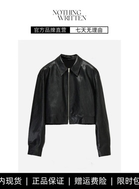 【现货】NOTHING WRITTEN短皮衣外套设计感小众黑色宽松夹克上衣