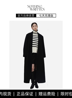 【现货】NOTHING WRITTEN羊毛大衣女秋冬阔版加长极简呢子外套女