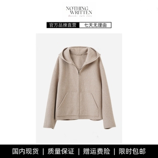 WRITTEN简约羊毛混纺拉链连帽外套双面尼短大衣 NOTHING 现货