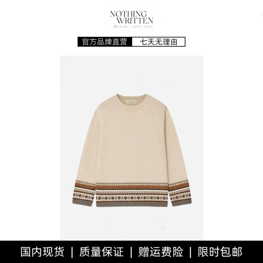 【现货】NOTHING WRITTEN费尔岛针织衫不染色羊毛针织套头毛衣女