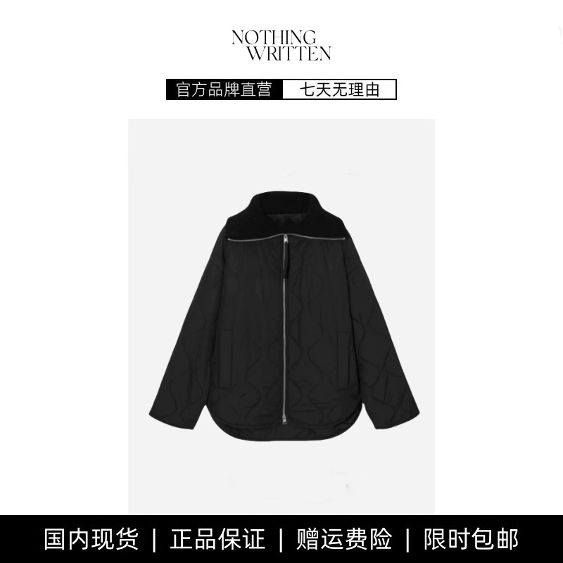 【现货】NOTHING WRITTEN休闲版型罗纹翻领绗缝外套黑色秋季新品