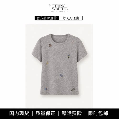 【现货】NOTHING WRITTEN短袖T恤休闲风百搭显瘦圆领印花卡通上衣