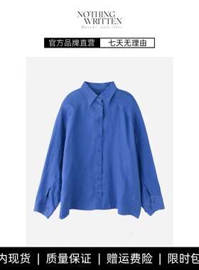 【现货】NOTHING WRITTEN插肩袖亚麻衬衫钴蓝色25春季新品衬衣女
