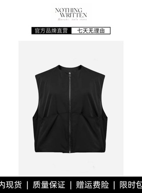 【现货】NOTHING WRITTEN简约圆领拉链大口袋黑色马甲女 外套上衣