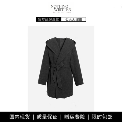 【现货】NOTHING WRITTEN羊绒羊毛双面呢连帽浴袍斗篷大衣外套女