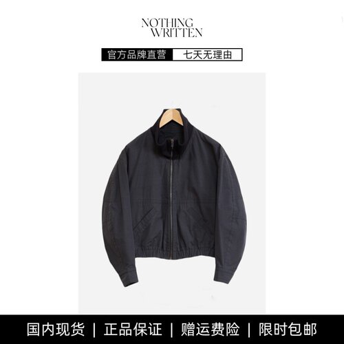 【现货】NOTHING WRITTEN假两件水洗棉外套宽松复古高领拉链夹克