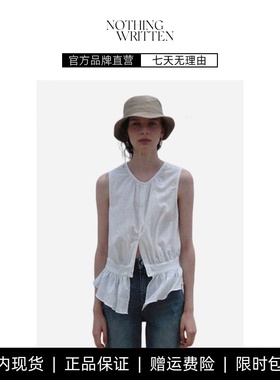 【现货】NOTHING WRITTEN白色无袖衬衫背心简约显瘦外穿内搭上衣