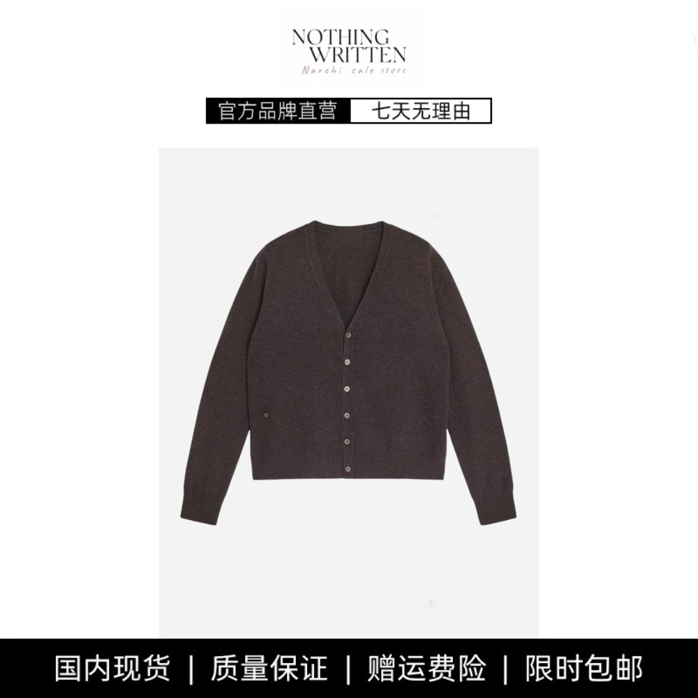 【现货】NOTHING WRITTEN新款V领设计感显瘦气质针织开衫休闲毛衣