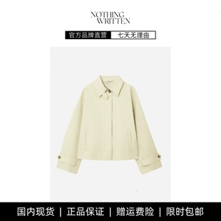 【现货】NOTHING WRITTEN女装休闲版型短款翻领斜纹风衣米色新品