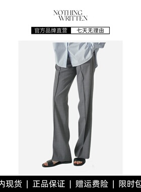 【现货】NOTHING WRITTEN灰色西装裤女春秋阔腿裤休闲裤直筒长裤