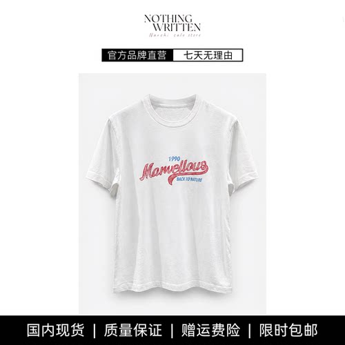 【现货】NOTHING WRITTEN棉质雪花肌理复古印花T恤短袖圆领上衣