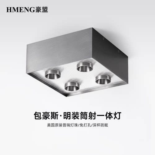 明装斗胆灯四头不锈钢筒射一体灯