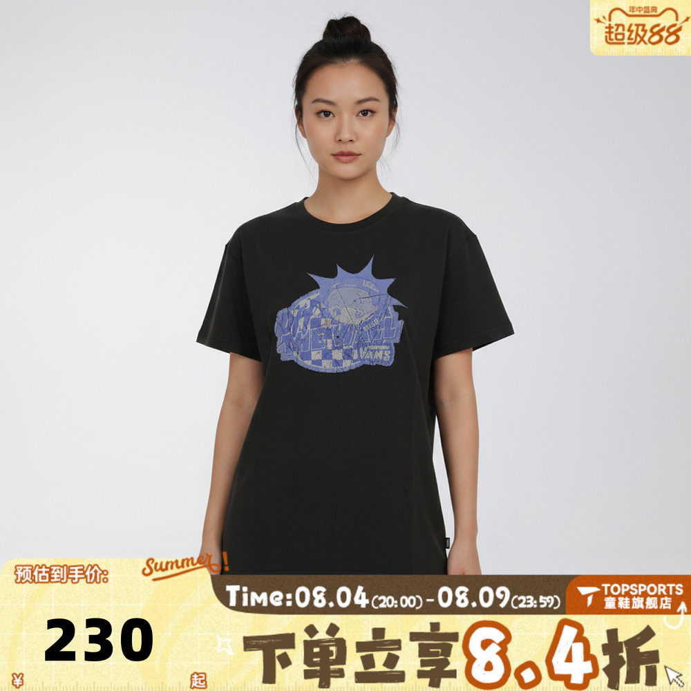 滔搏VANS范斯女子AP DIMOO OFF TEE运动休闲短袖T恤VN000ZT3BLK