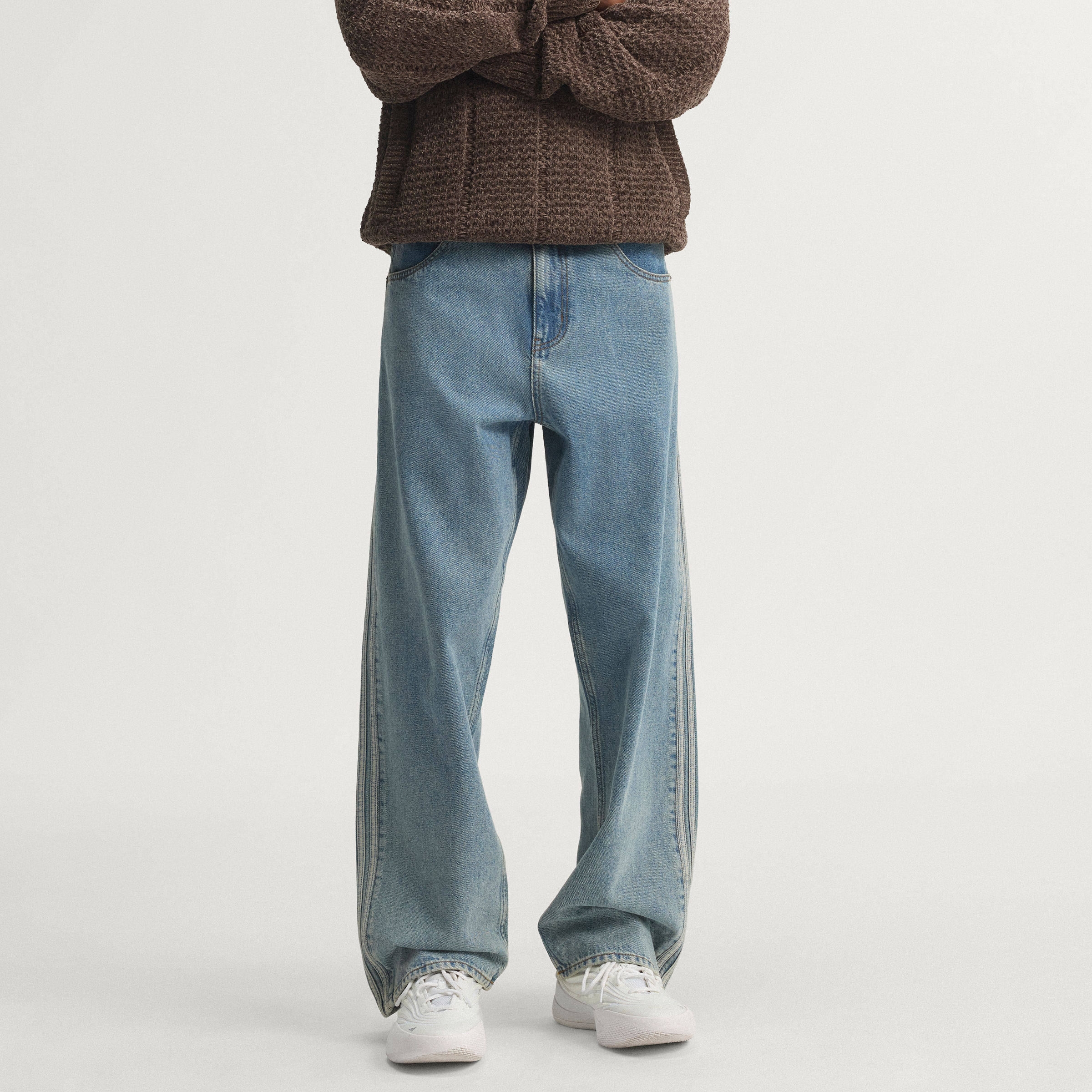 滔搏adidas阿迪达斯三叶草男子街头风中腰直筒运动休闲长裤KS4966