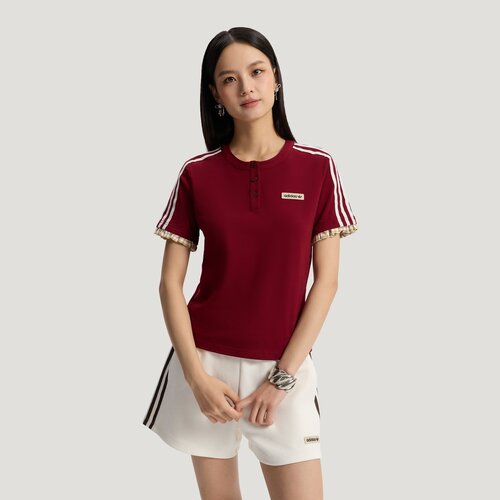 adidas阿迪达斯三叶草女子PLAID TEE SS W运动休闲短袖T恤KU9393