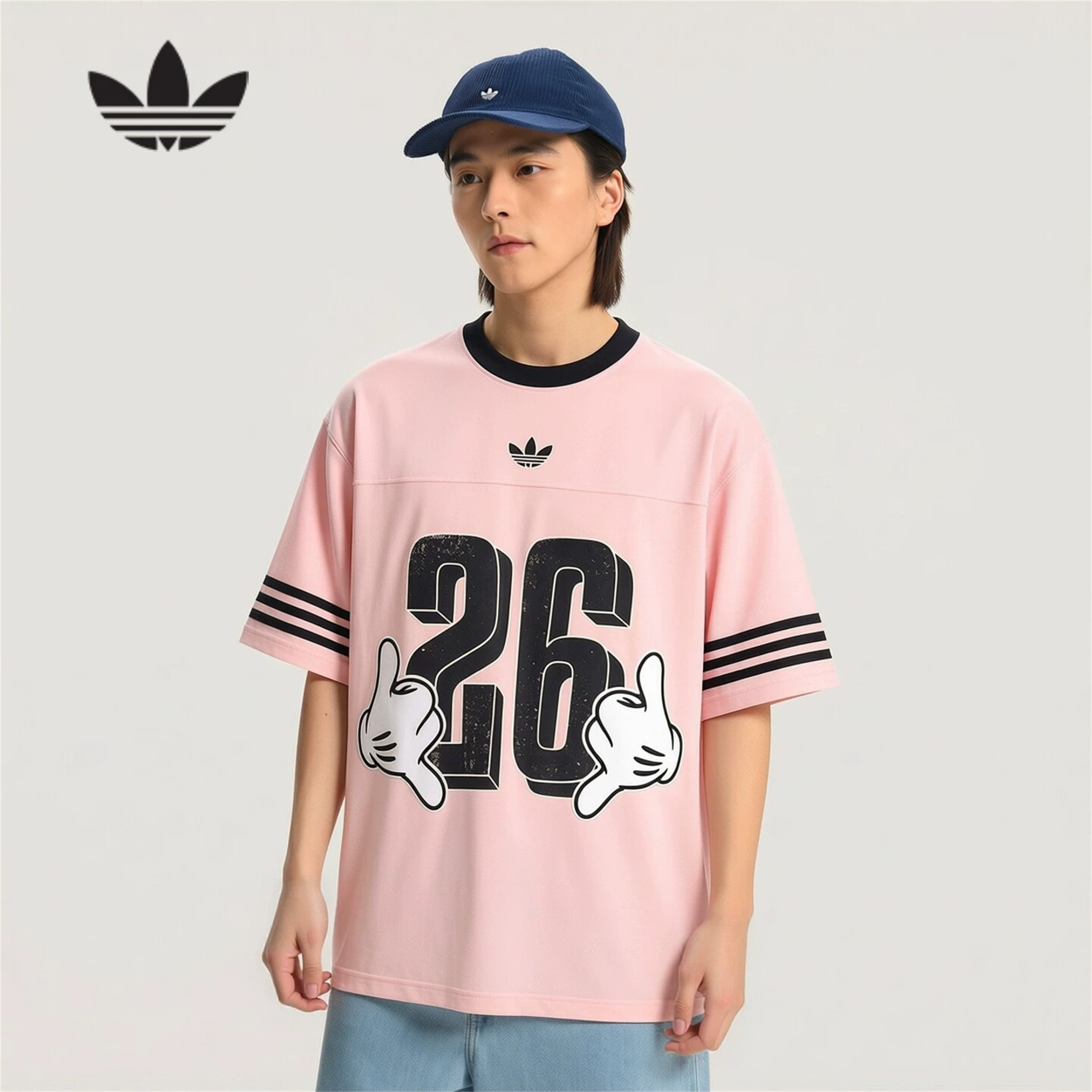 adidas阿迪达斯三叶草男子MICKEY JERSEY运动休闲短袖T恤KU3105