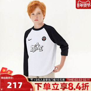 NIKE耐克男女童宽松万圣节上衣冬季运动长袖T恤IO0098-100