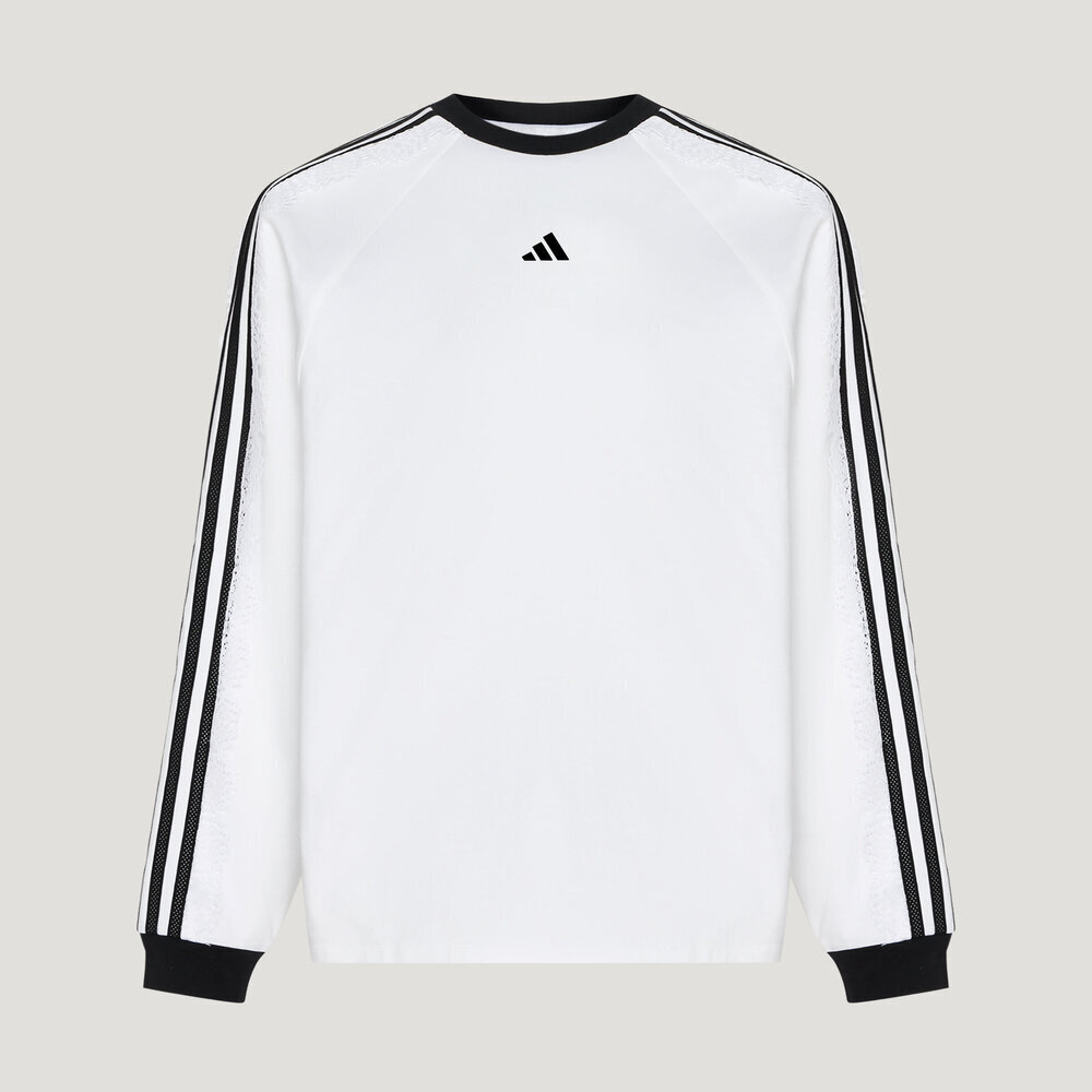 滔搏adidas阿迪达斯女三条纹舞动蕾丝花边运动休闲长袖T恤LD8223