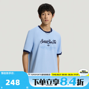 滔搏adidas阿迪达斯三叶草男子印花运动休闲圆领短袖T恤KW8253