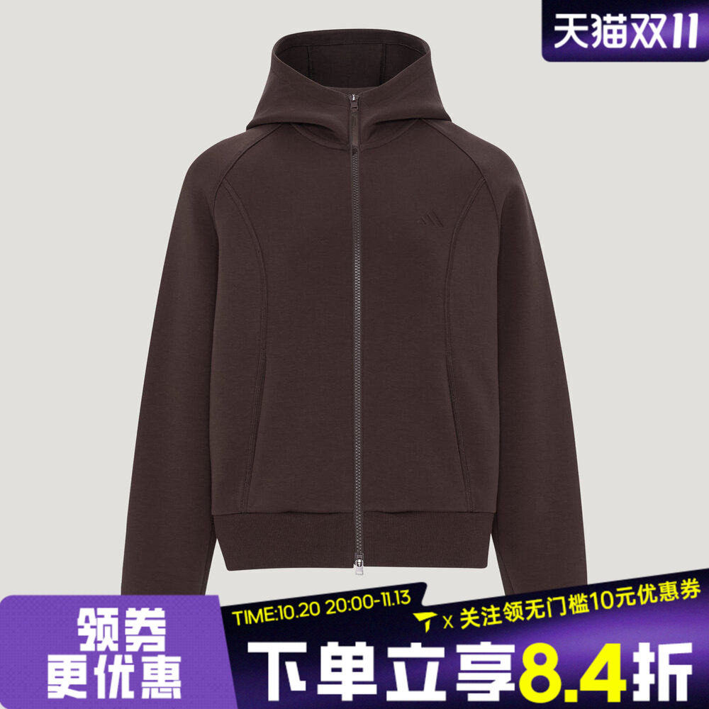 adidas阿迪达斯女子双拉链宽松运动休闲连帽卫衣夹克外套KZ1601