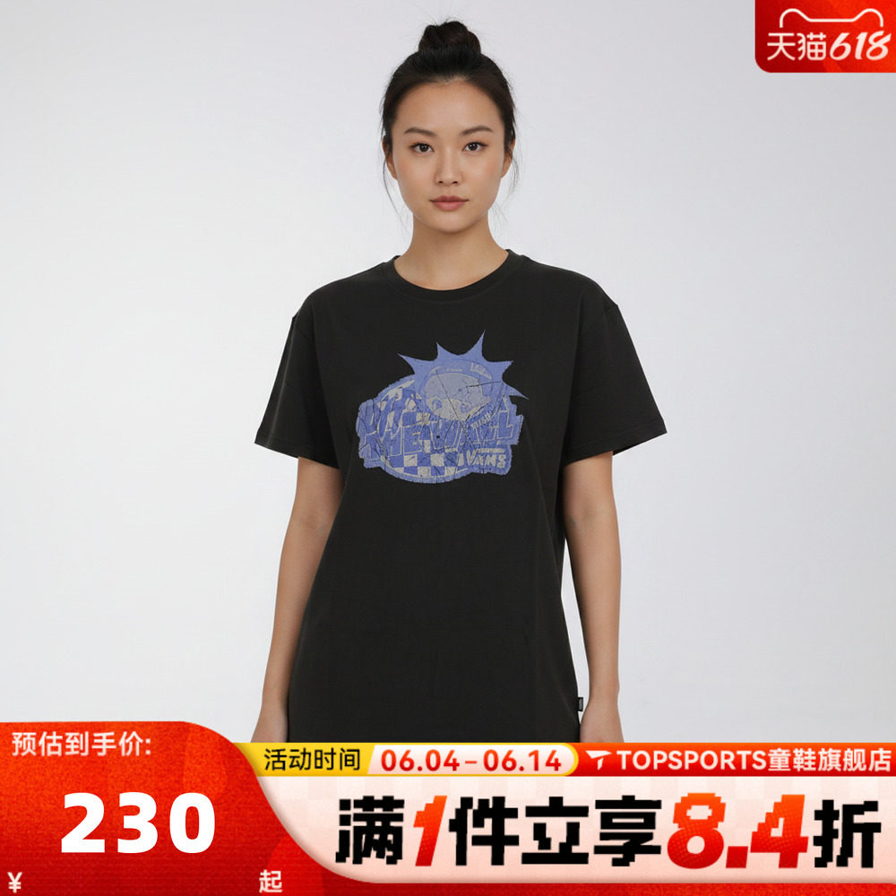 滔搏VANS范斯女子AP DIMOO OFF TEE运动休闲短袖T恤VN000ZT3BLK