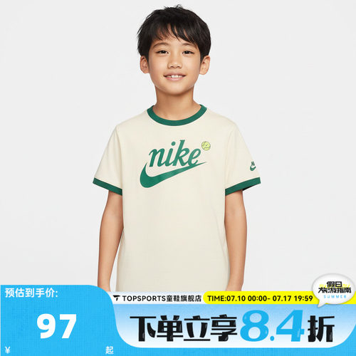 NIKE耐克小童印花运动休闲圆领短袖T恤NY2622078PS-002
