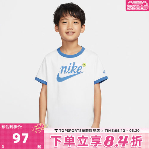 NIKE耐克小童印花运动休闲圆领短袖T恤NY2622078PS-001
