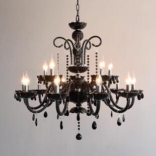 法式氛围感客厅吊灯复古黑色高级感欧式宫廷风蜡烛水晶烛台餐厅灯