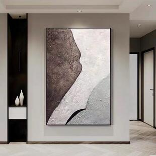 纯手绘抽象现代简约客厅玄关立体挂画大尺寸落地画油画纯手工
