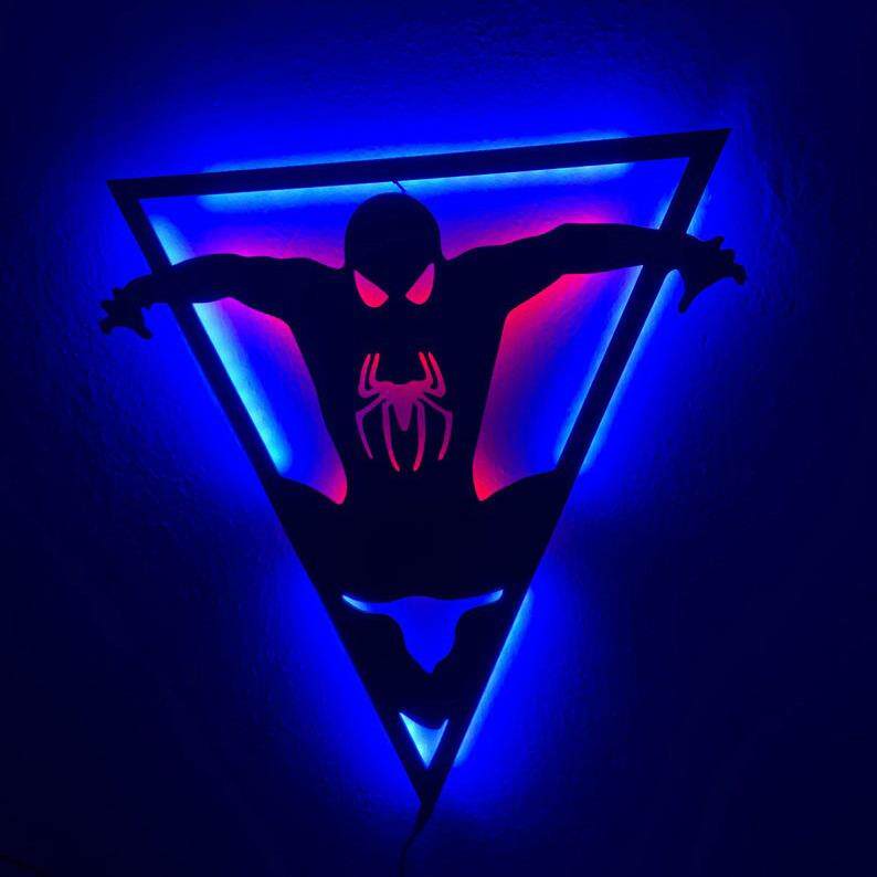跨境爆款 蜘蛛侠LED夜灯壁灯家饰灯超级英雄气氛标志灯