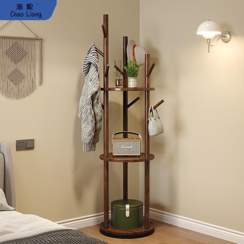 实木旋转衣帽架落地衣架卧室家用置物架立式衣服架子客厅挂衣架子